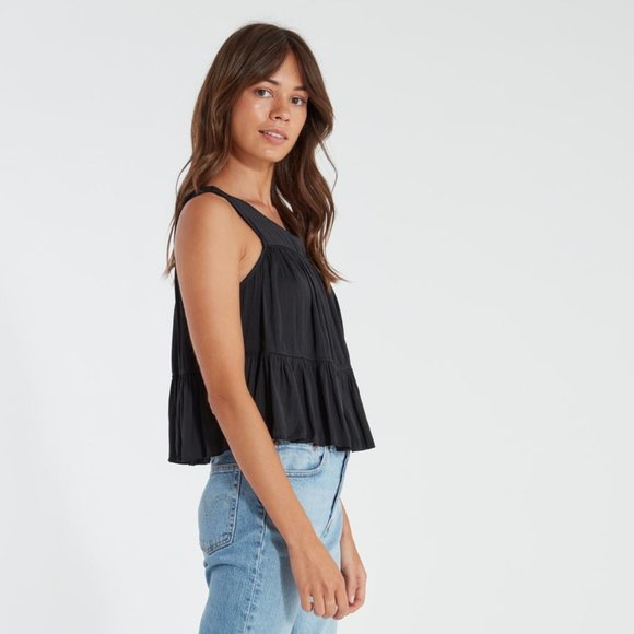 Free People Tops - Free People Black Pretty Please Ruffle Bodysuit